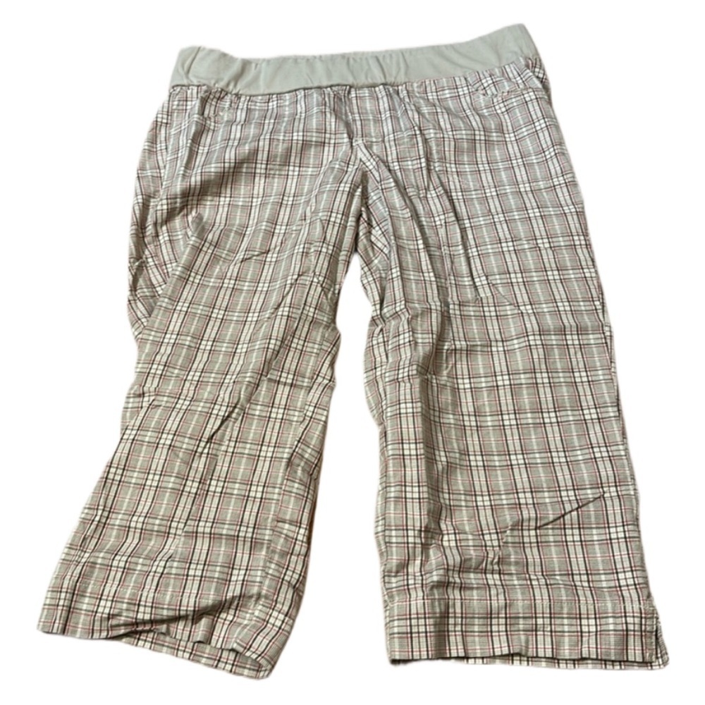 Maternity capris size large plaid super comfortable